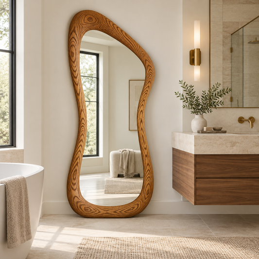 Arcadia Asymmetrical Wood Floor Mirror#Mir16