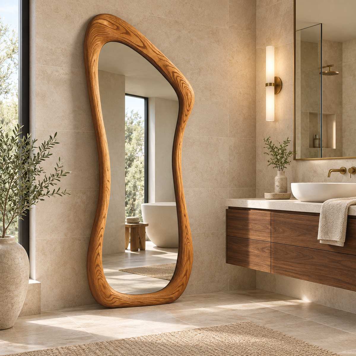 Avery Organic Full-Length Wood Mirror | Floor Mirror#Mir13