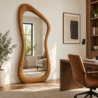 Arcadia Asymmetrical Wood Floor Mirror#Mir16