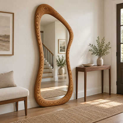 Arcadia Asymmetrical Wood Floor Mirror#Mir16
