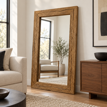 Haven Rustic Wood Floor Mirror#Mir18