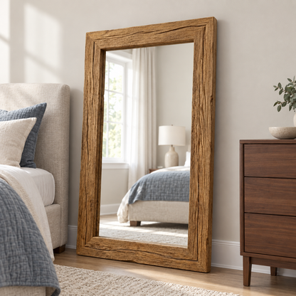 Haven Rustic Wood Floor Mirror#Mir18