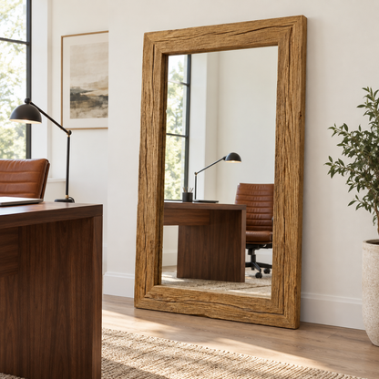 Haven Rustic Wood Floor Mirror#Mir18