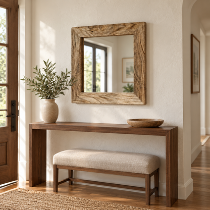 Alder Rustic Square Wood Mirror#Mir19