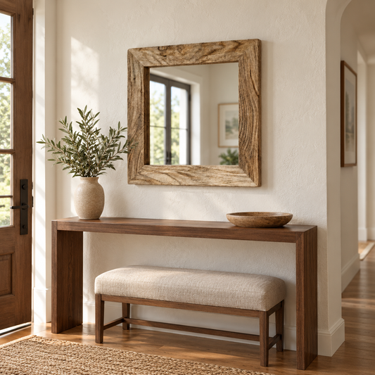 Alder Rustic Square Wood Mirror#Mir19
