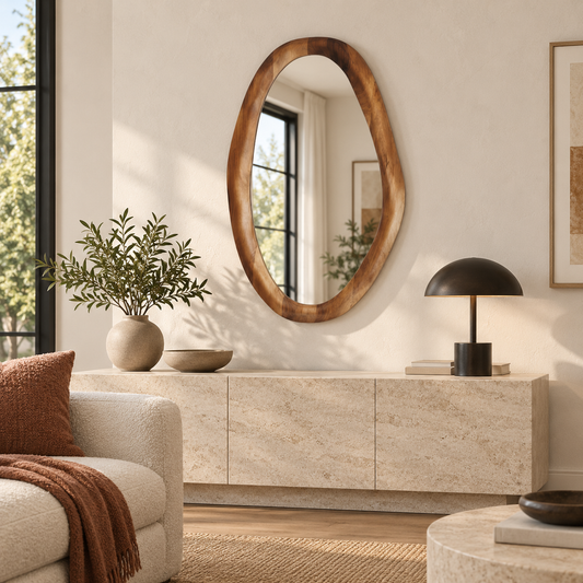 Soren Organic Wood Mirror Irregular Wall Mirror#Mir2