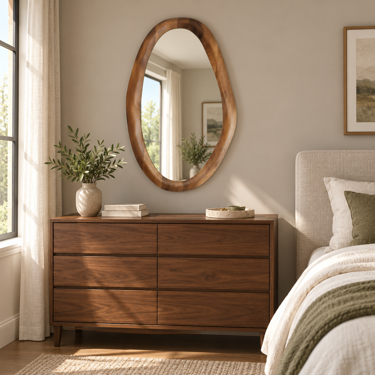 Soren Organic Wood Mirror Irregular Wall Mirror#Mir2
