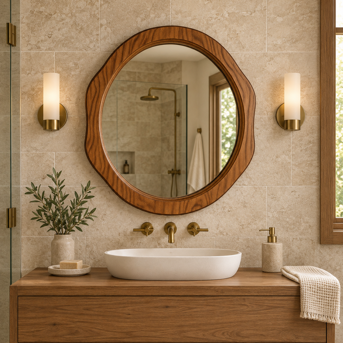Marlow Organic Round Wood Mirror#Mir21