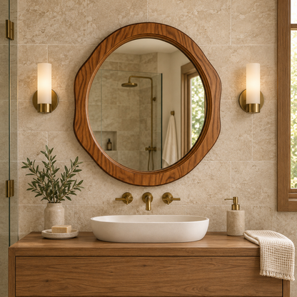 Marlow Organic Round Wood Mirror#Mir21