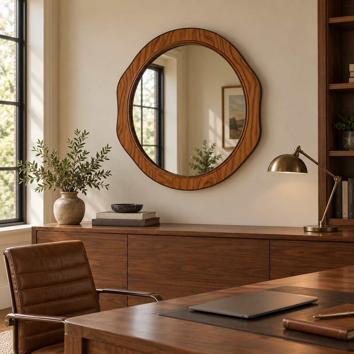 Marlow Organic Round Wood Mirror#Mir21
