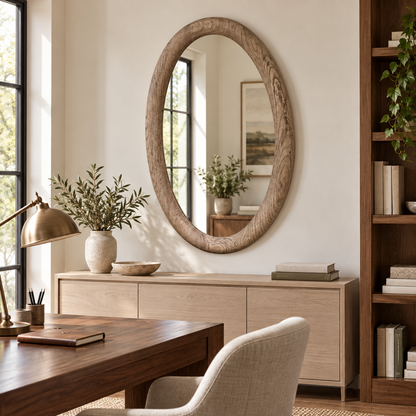 Elowen Organic Oval Wood Mirror#Mir23