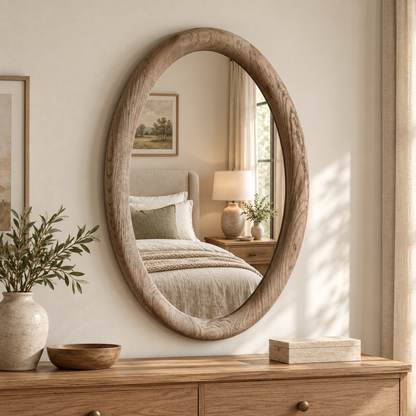 Elowen Organic Oval Wood Mirror#Mir23