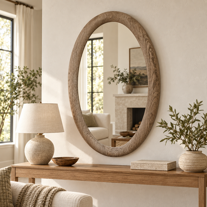 Elowen Organic Oval Wood Mirror#Mir23