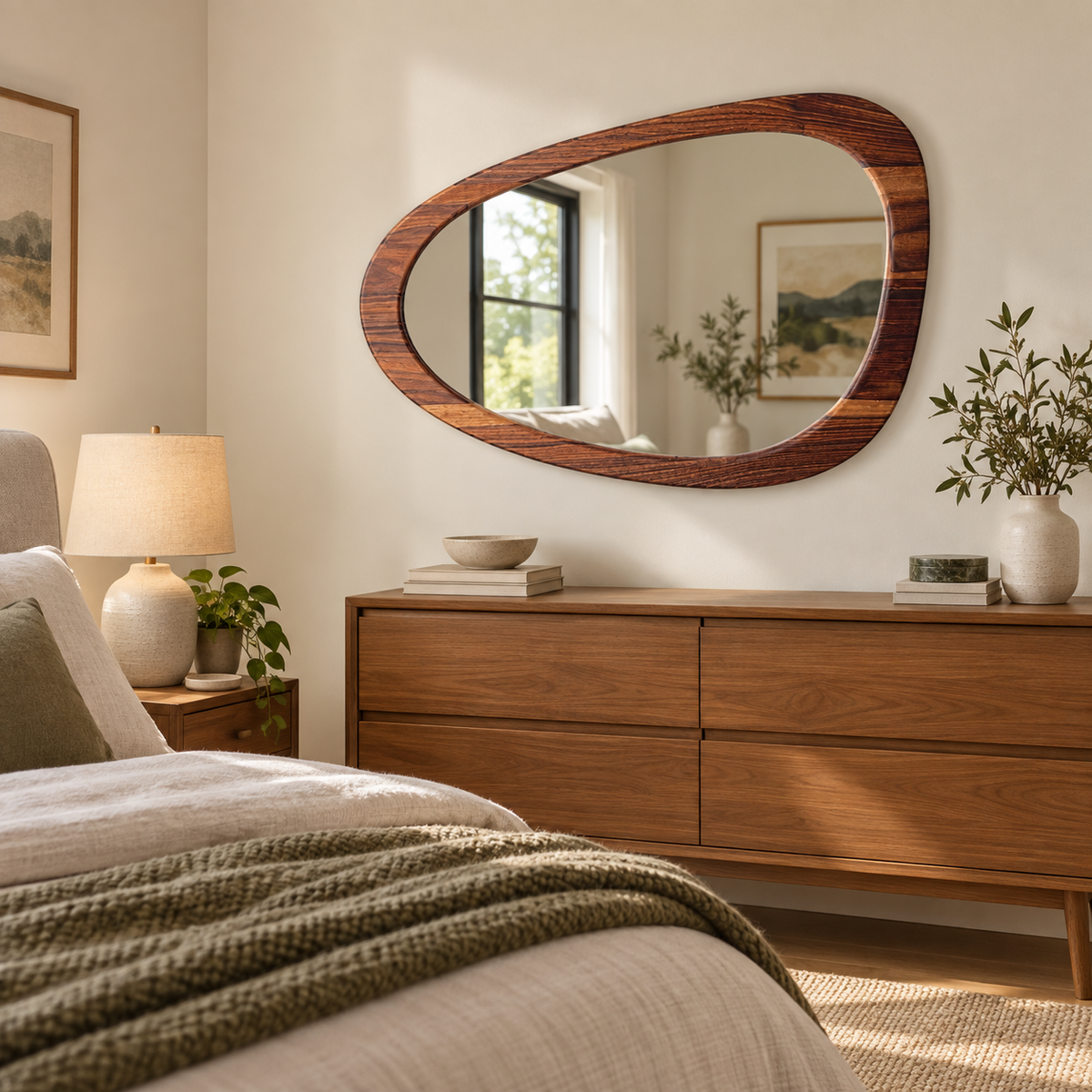 Cove Organic Wood Wall Mirror#Mir25