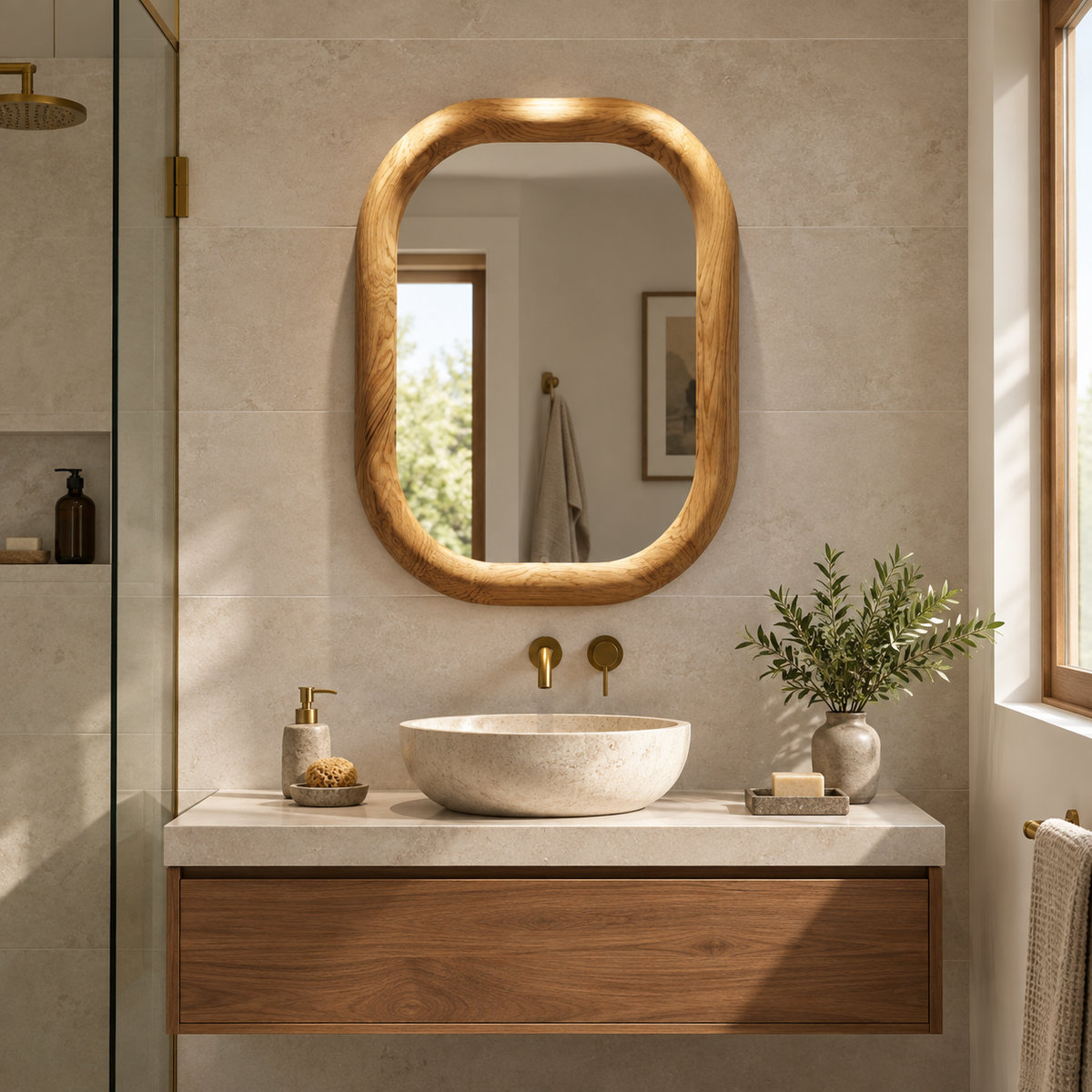 Sutton Organic Wood Mirror#Mir26