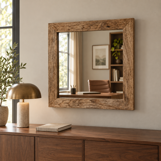Hartley Square Wood Mirror#Mir29