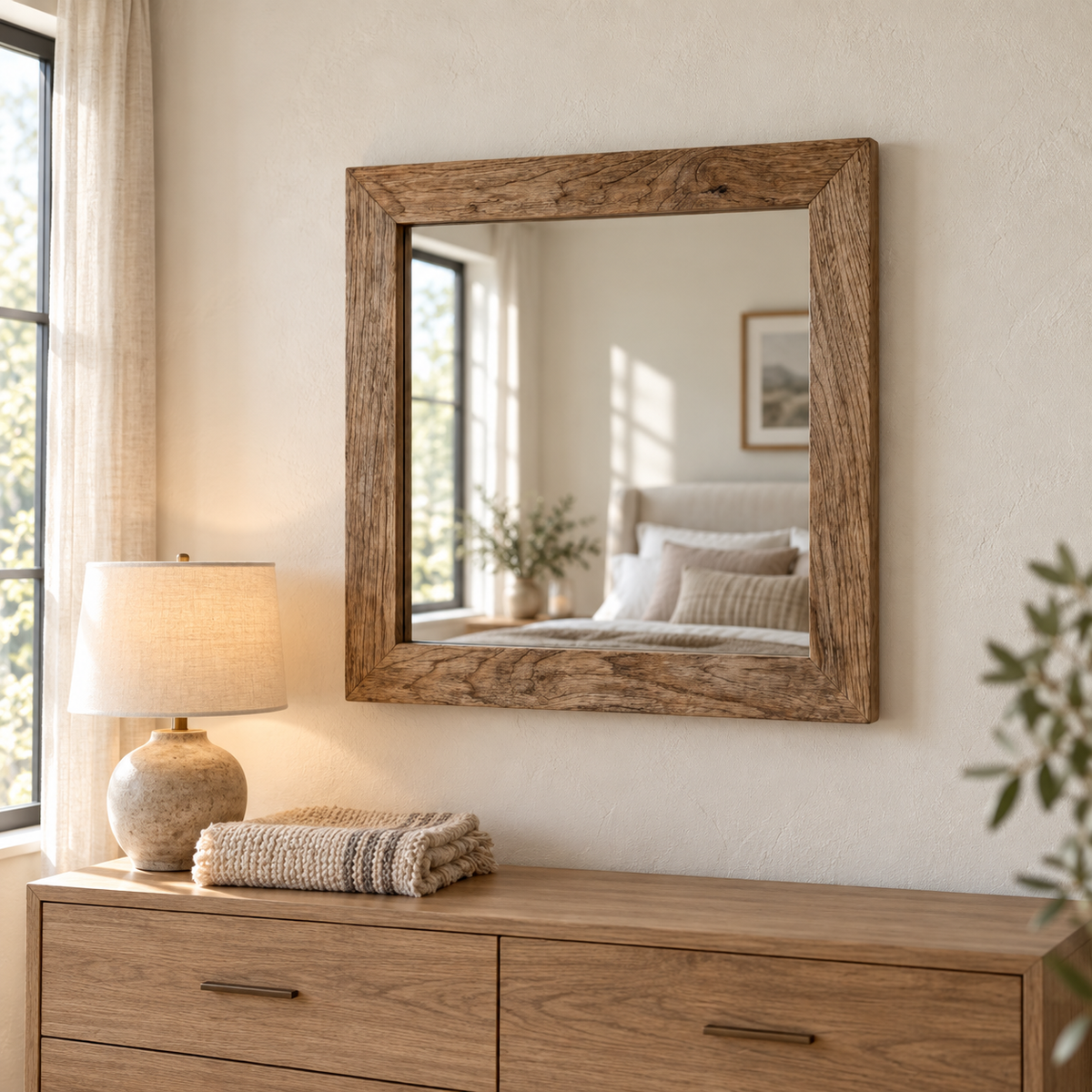 Hartley Square Wood Mirror#Mir29