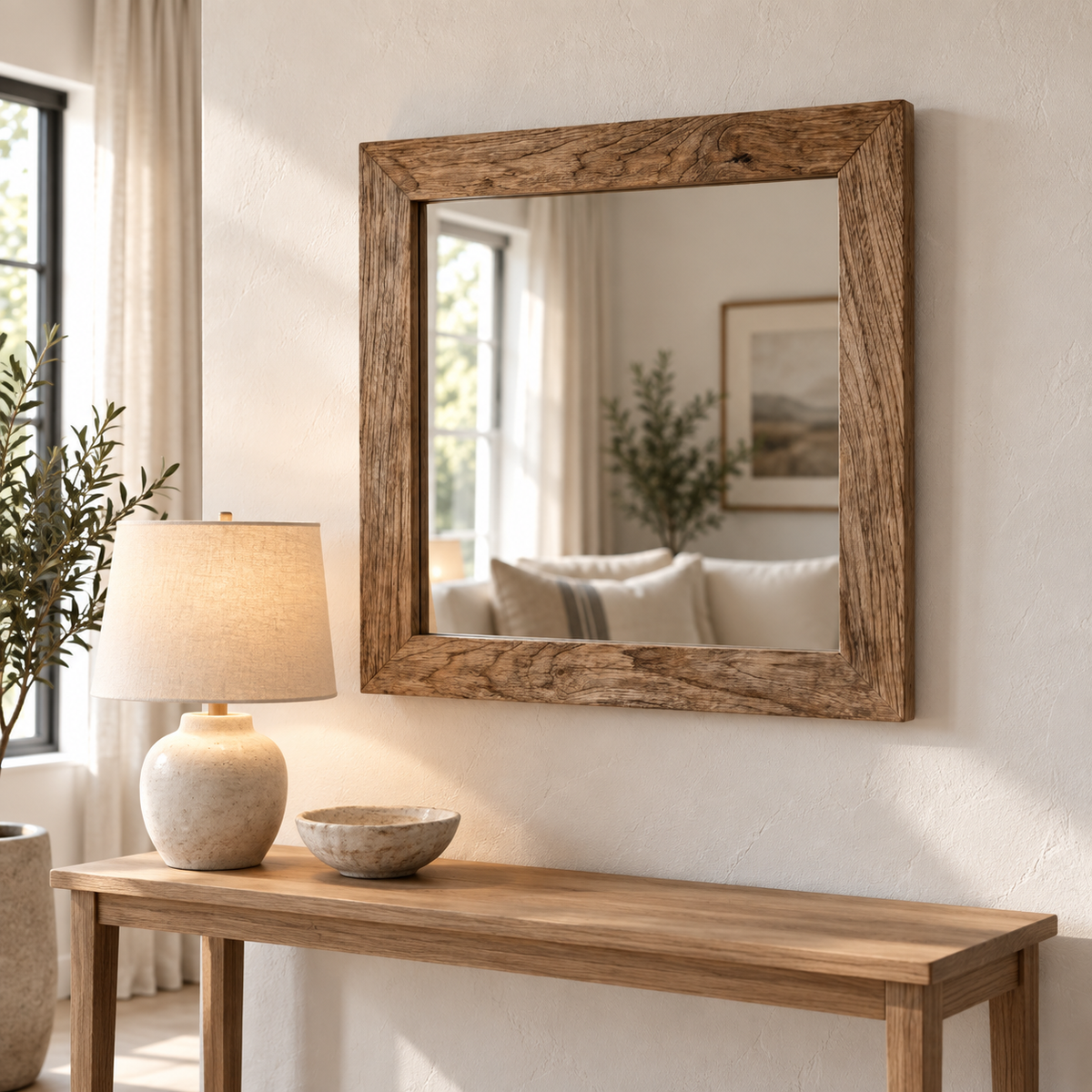 Hartley Square Wood Mirror#Mir29