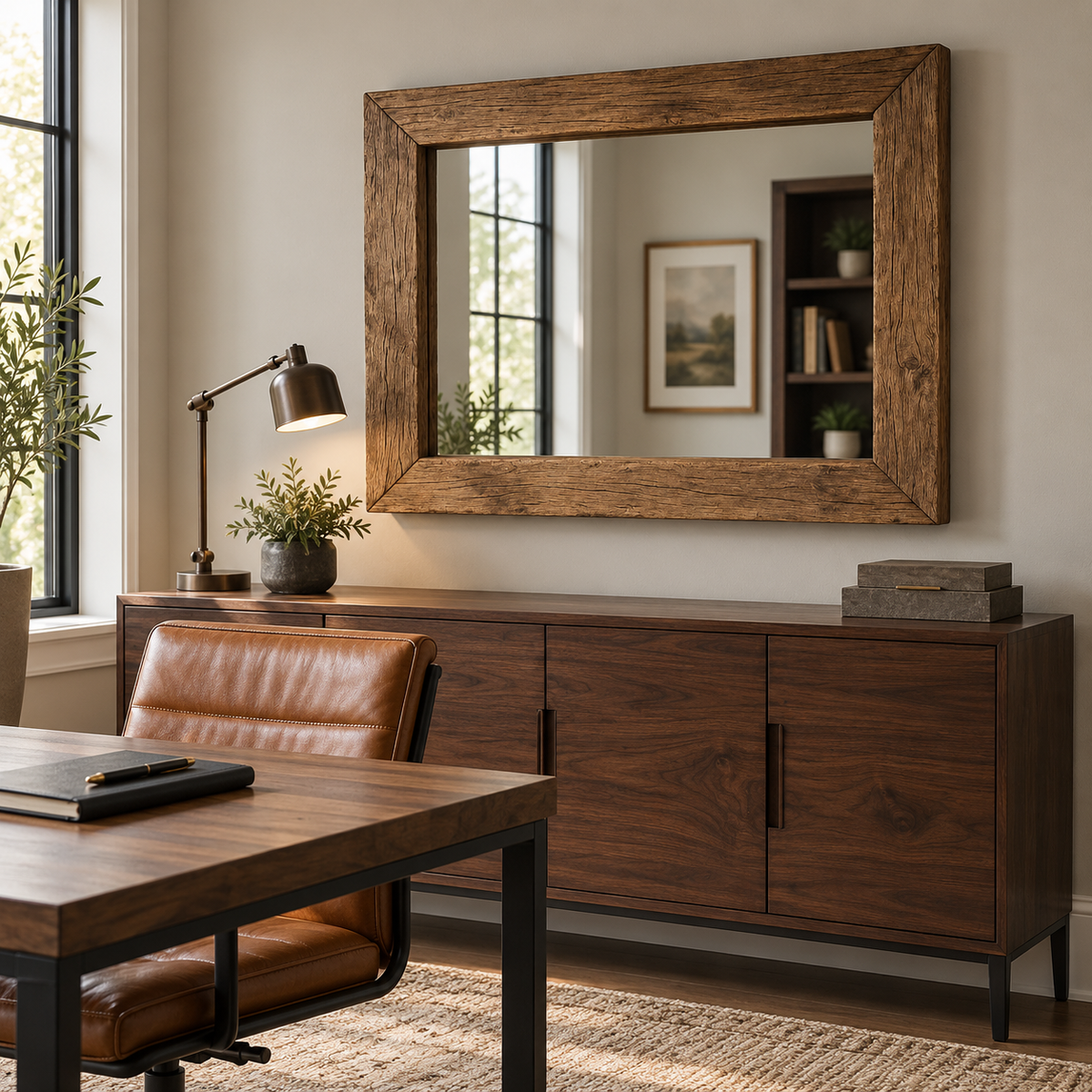 Hawthorne Rustic Wood Mirror Large Rectangular Wall Mirror#Mir3