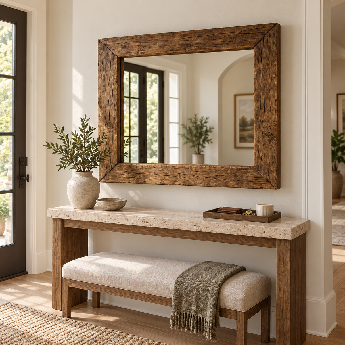 Hawthorne Rustic Wood Mirror Large Rectangular Wall Mirror#Mir3