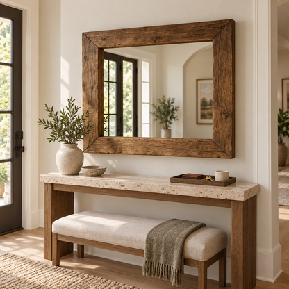 Hawthorne Rustic Wood Mirror Large Rectangular Wall Mirror#Mir3