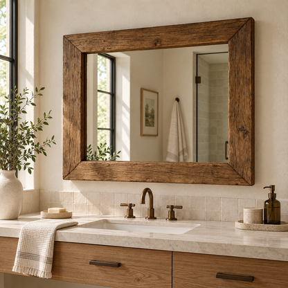 Hawthorne Rustic Wood Mirror Large Rectangular Wall Mirror#Mir3