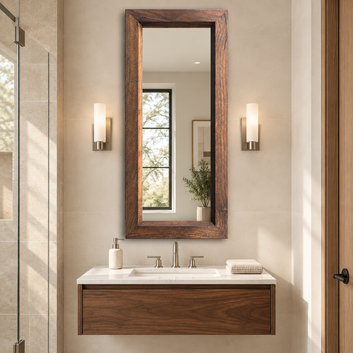 Prescott Tall Walnut Mirror#Mir30