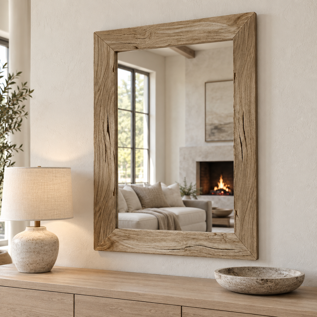 Whitmore Rustic Wood Mirror#Mir32