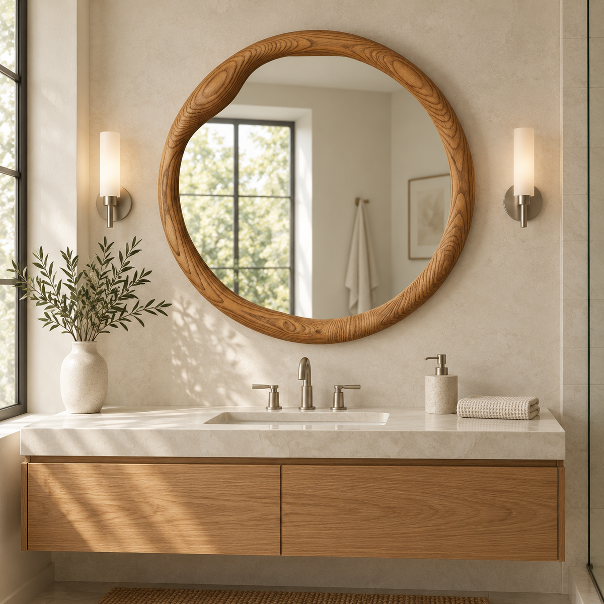 Orson Sculpted Round Mirror#Mir34