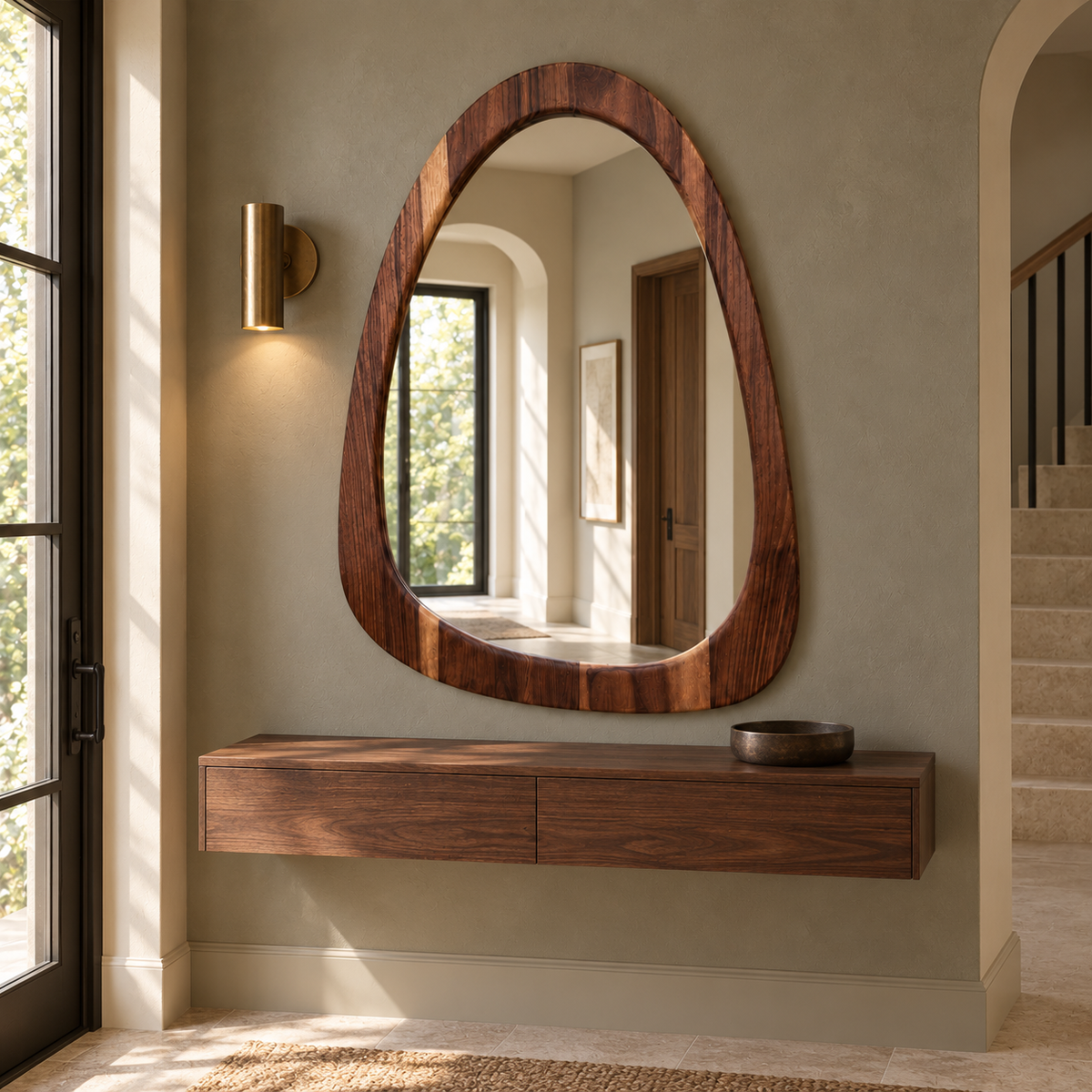 Arden Walnut Arch Mirror#Mir35