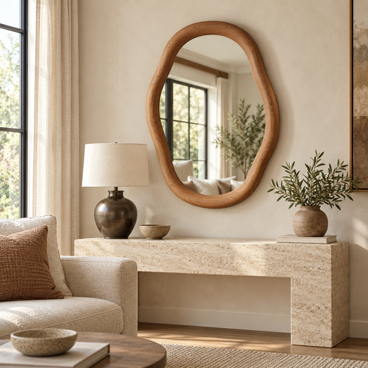 Elowen Organic Wood Mirror Irregular Wall Mirror#Mir4