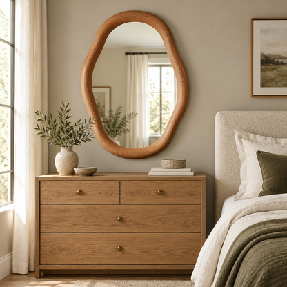 Elowen Organic Wood Mirror Irregular Wall Mirror#Mir4