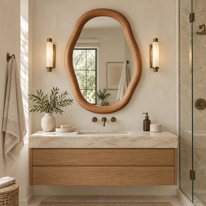 Elowen Organic Wood Mirror Irregular Wall Mirror#Mir4