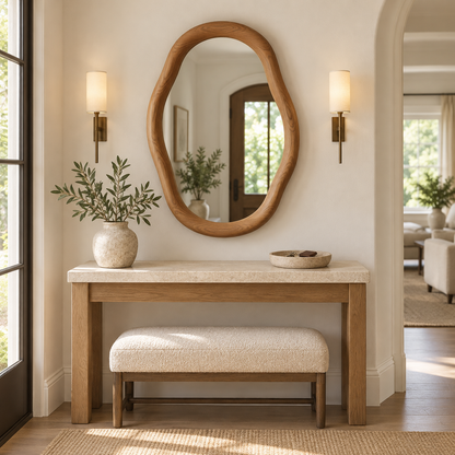 Elowen Organic Wood Mirror Irregular Wall Mirror#Mir4
