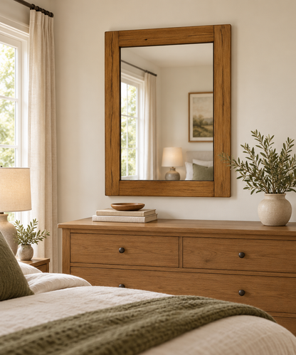 Classic Rectangular Wood Wall Mirror – Rustic Modern Mirror#Mir57