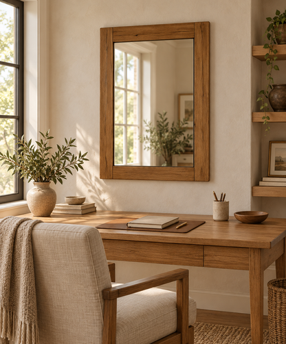 Classic Rectangular Wood Wall Mirror – Rustic Modern Mirror#Mir57