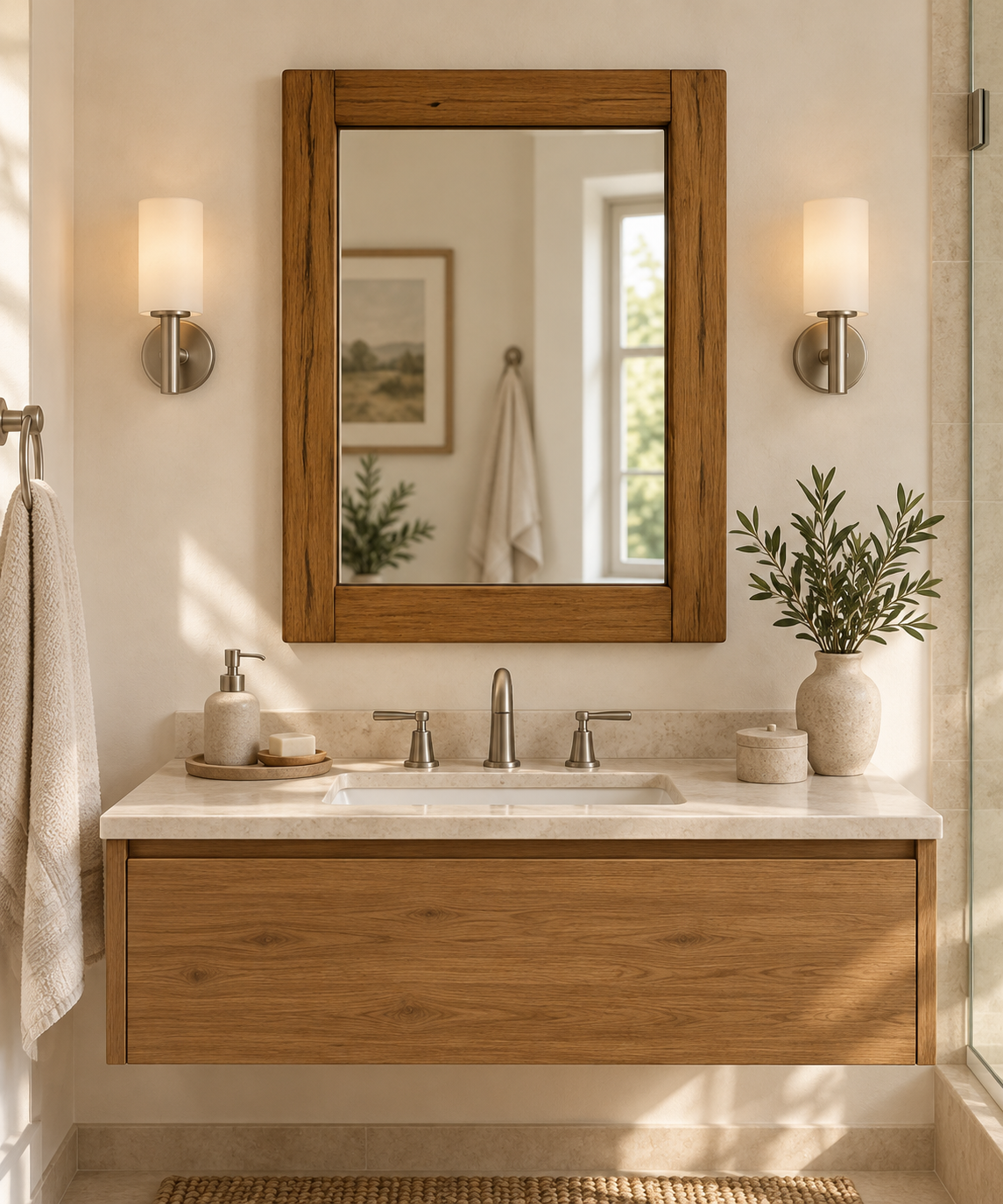 Classic Rectangular Wood Wall Mirror – Rustic Modern Mirror#Mir57