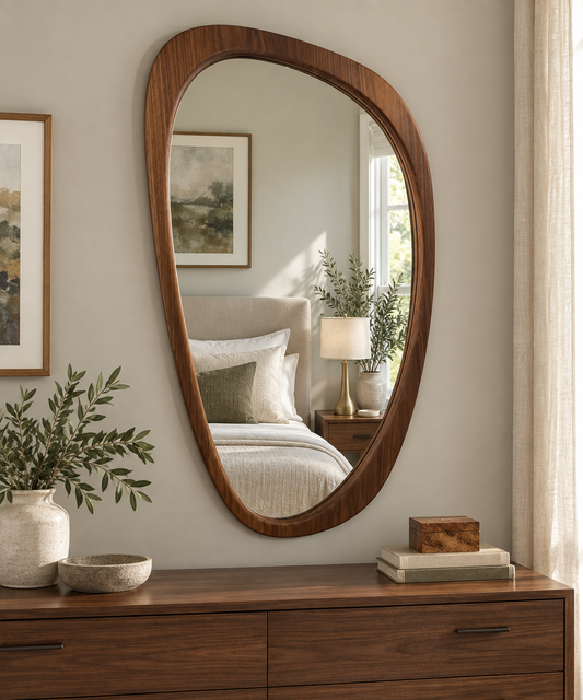 Organic Walnut Wood Wall Mirror#Mir60