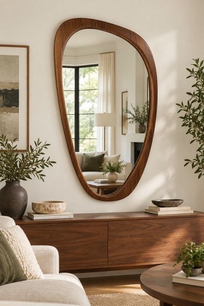 Organic Walnut Wood Wall Mirror#Mir60