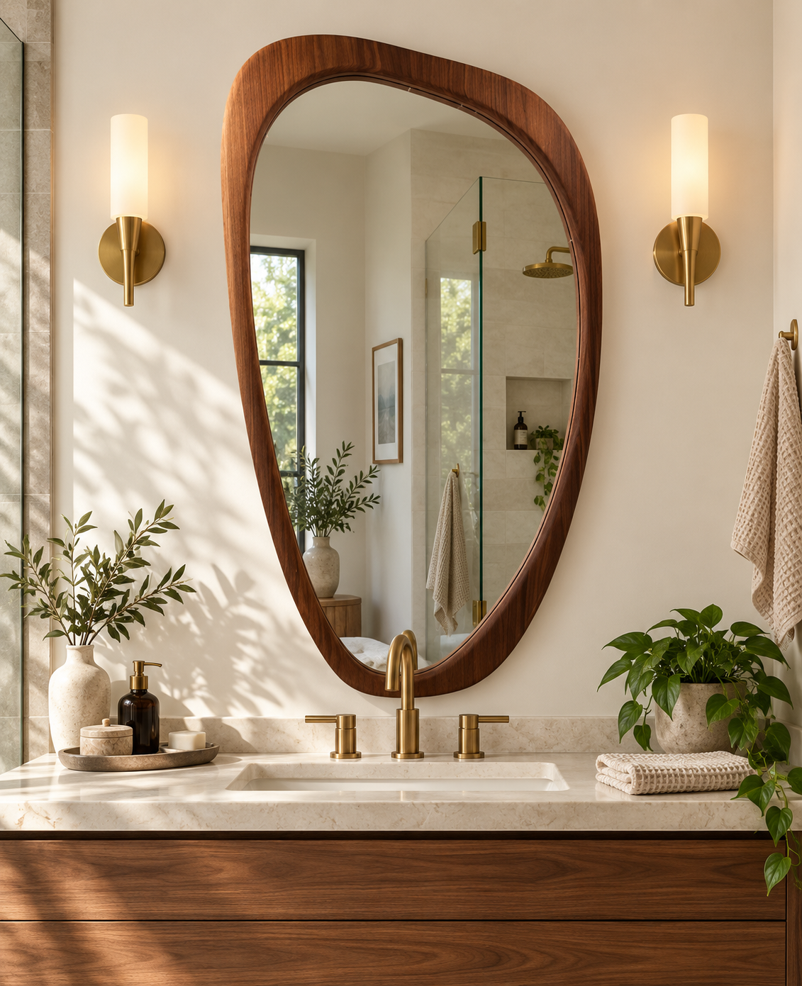 Organic Walnut Wood Wall Mirror#Mir60