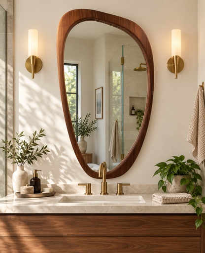 Organic Walnut Wood Wall Mirror#Mir60