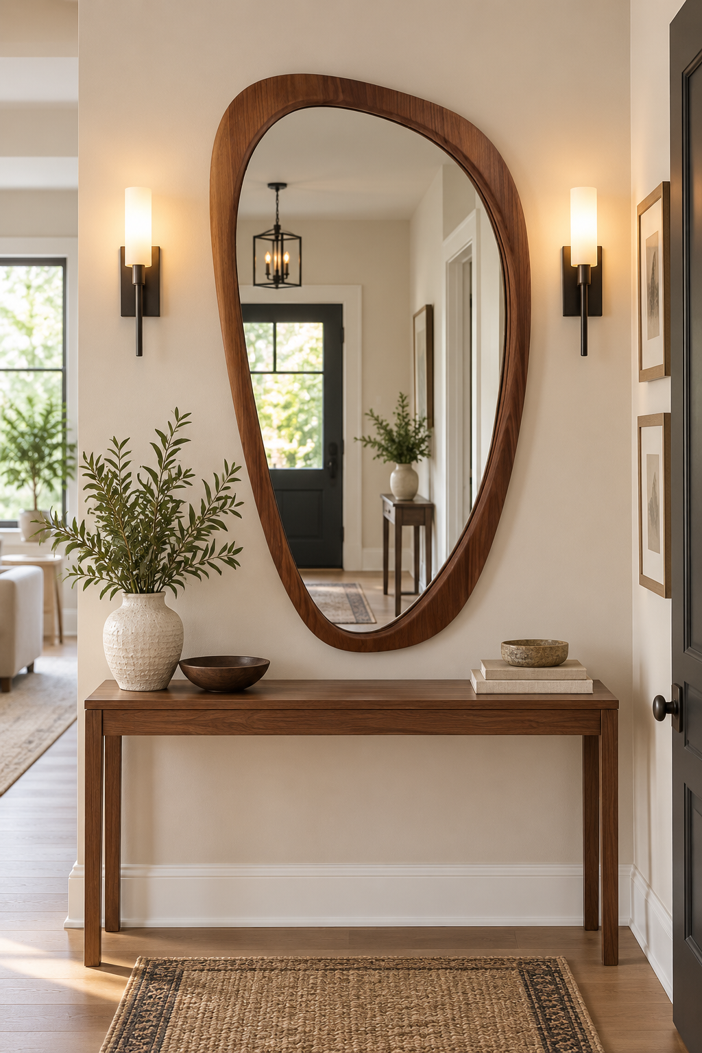Organic Walnut Wood Wall Mirror#Mir60