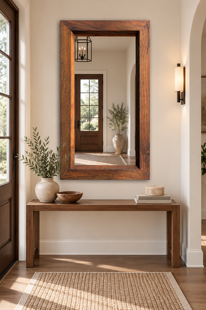Dark Wood Rectangular Mirror#Mir61
