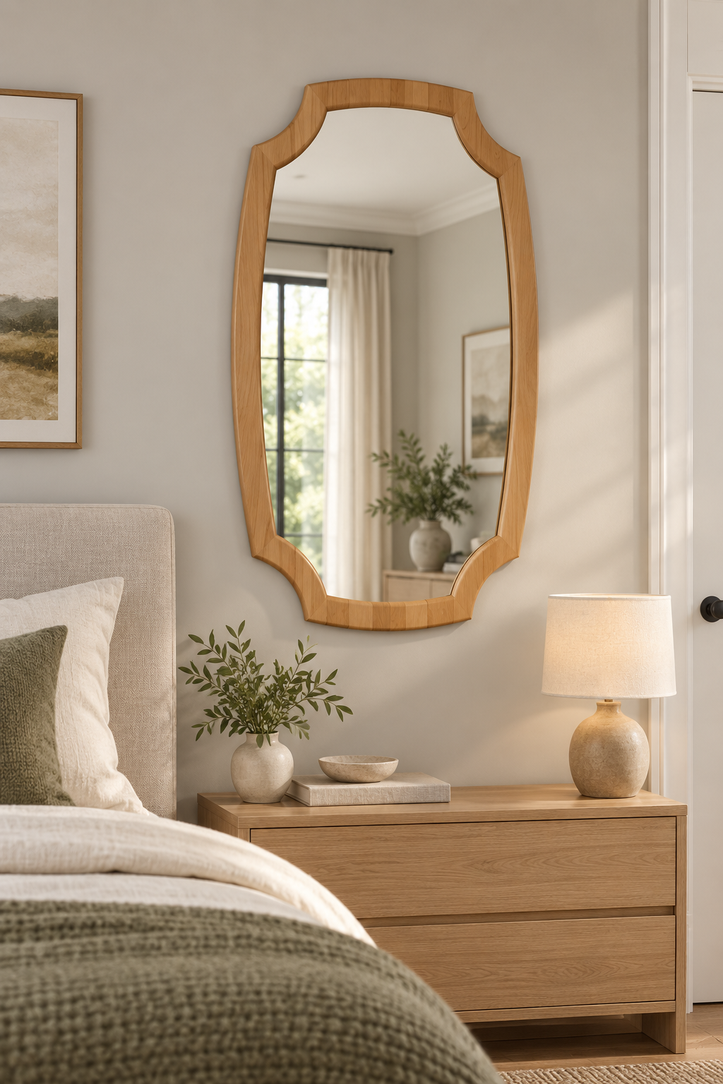 Light Wood Ornate Wall Mirror#Mir62