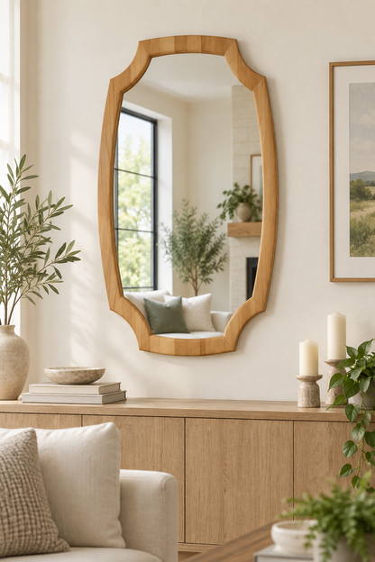 Light Wood Ornate Wall Mirror#Mir62
