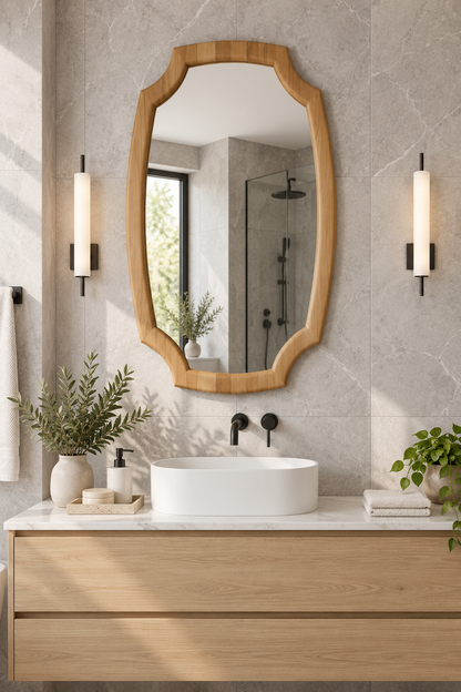 Light Wood Ornate Wall Mirror#Mir62