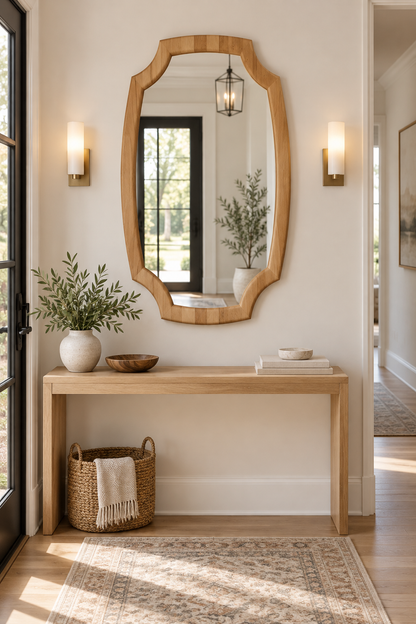 Light Wood Ornate Wall Mirror#Mir62
