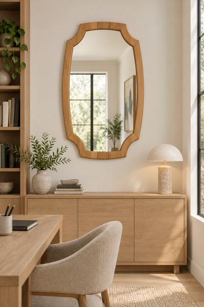 Light Wood Ornate Wall Mirror#Mir62