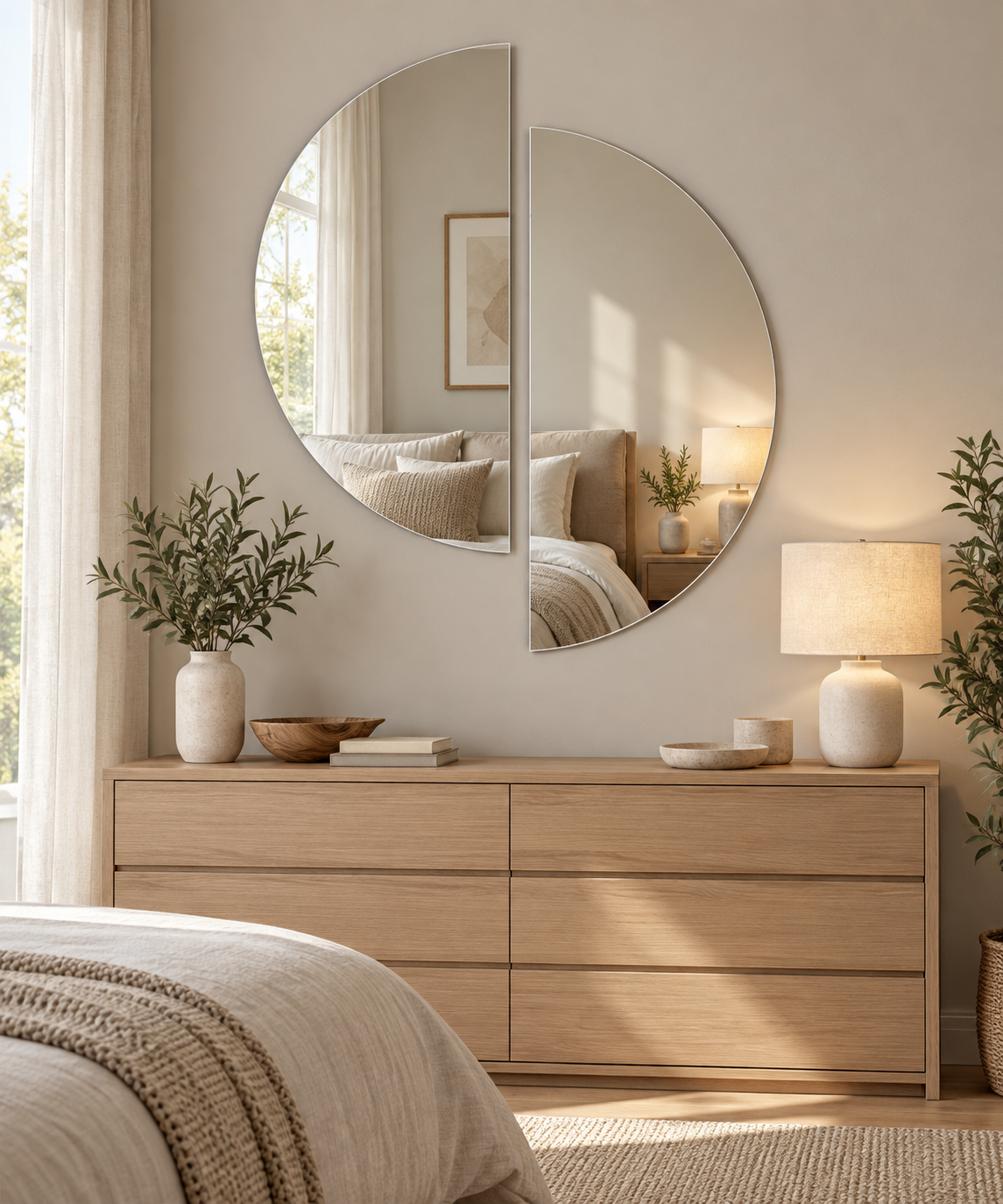 Frameless Split Circle Mirror#Mir64