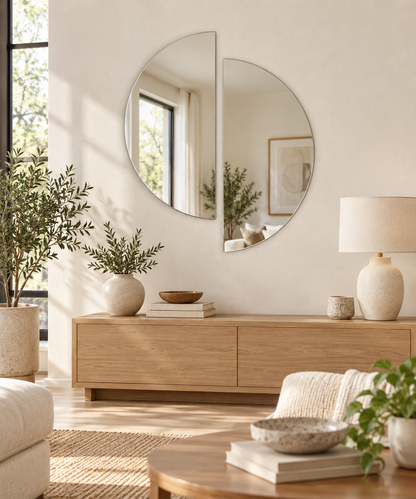 Frameless Split Circle Mirror#Mir64